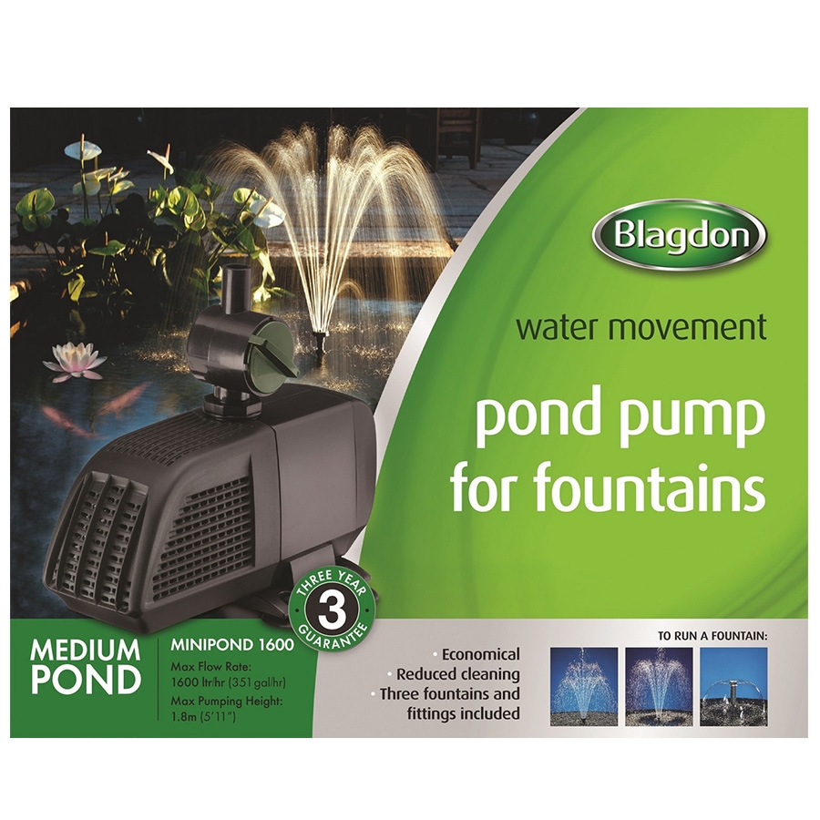 Pond Pump Blagdon Mini Pond 1600 Fountain Knights Garden Centres