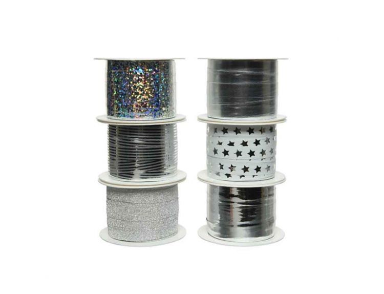 Ribbon Polyester Metallic Silver