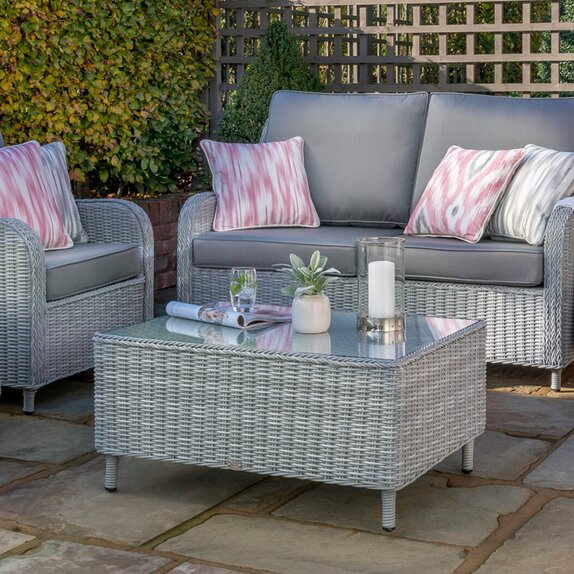 Santorini Coffee Table with Glass (grey)