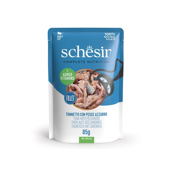 Schesir Tuna with Pilchards In Jelly Pouch Complete and Balanced 85g