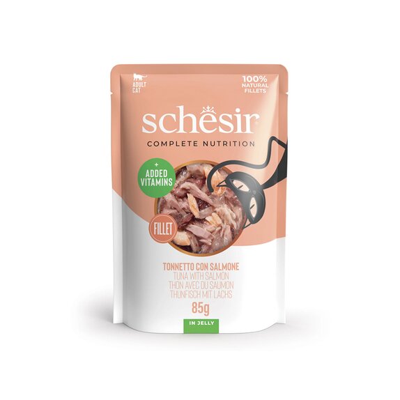 Schesir Tuna with Salmon In Jelly Pouch Complete and Balanced 85g