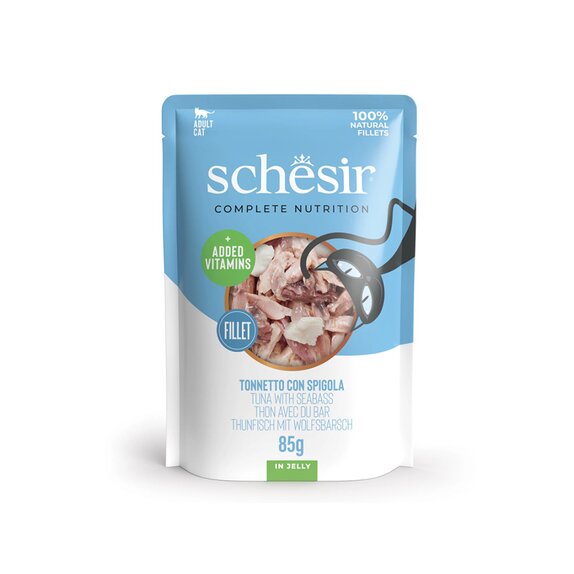 Schesir Tuna with Seabass In Jelly Pouch Complete and Balanced 85g