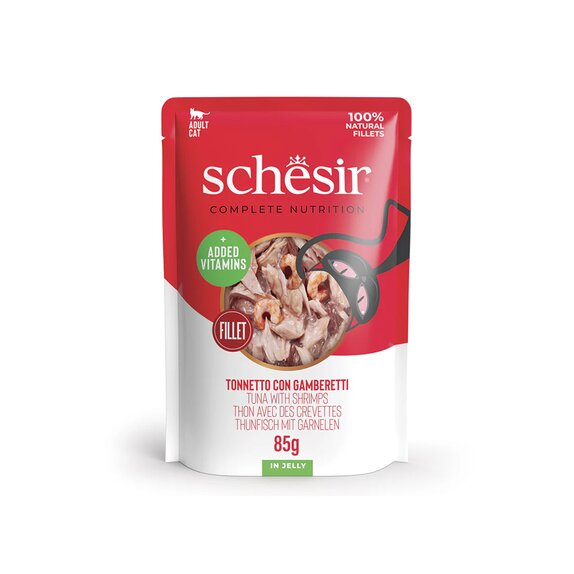 Schesir Tuna with Shrimps In Jelly Pouch Complete and Balanced 85g