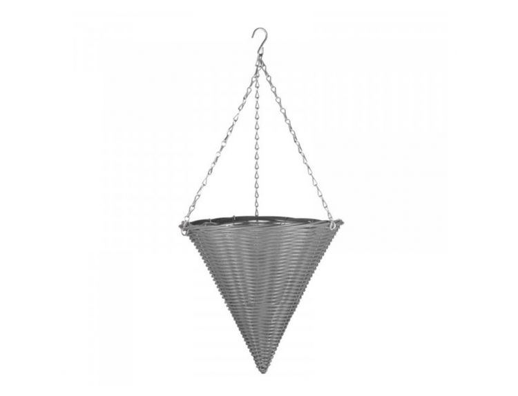 Slate Faux Rattan Cone 14" - image 1