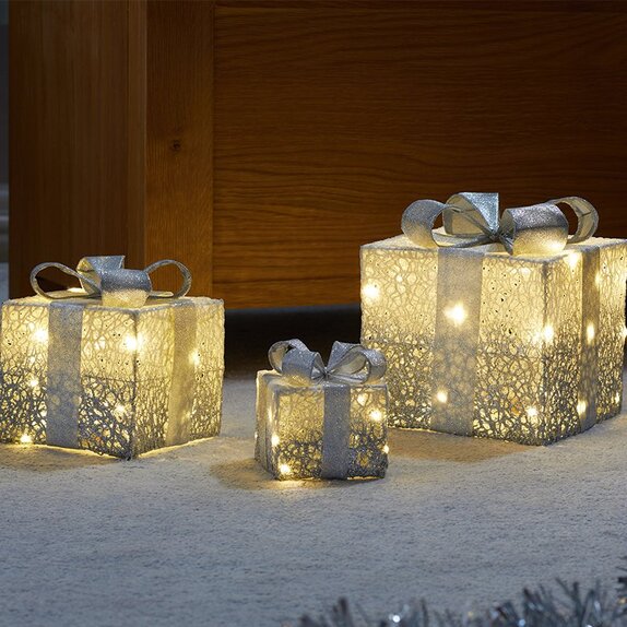 Sparkly Faux Gift Boxes - Silver - image 1