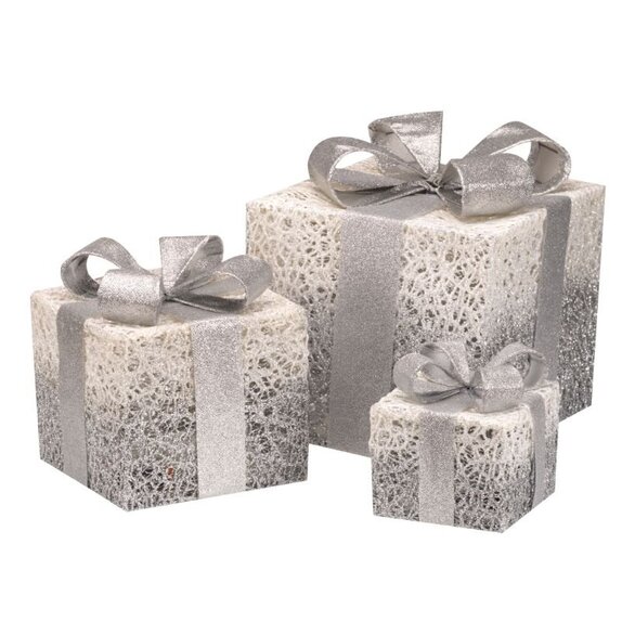 Sparkly Faux Gift Boxes - Silver - image 2
