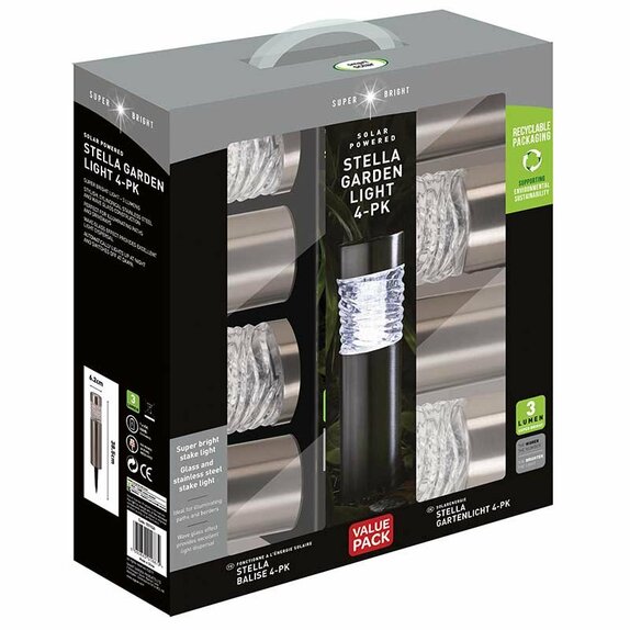 Stella Bollard Stainless Steel - 4 Pack