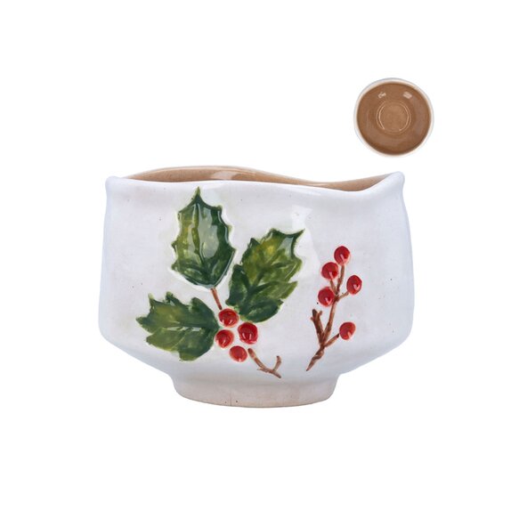 Stoneware Bowl Holly & Berries