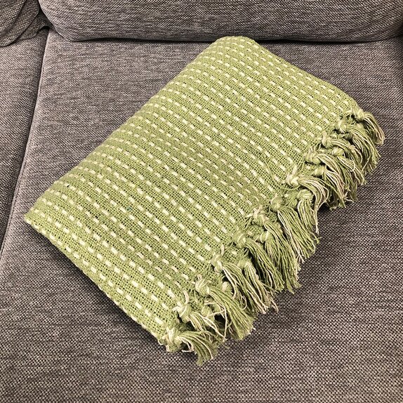 Throw Woven Stab Stitch Green