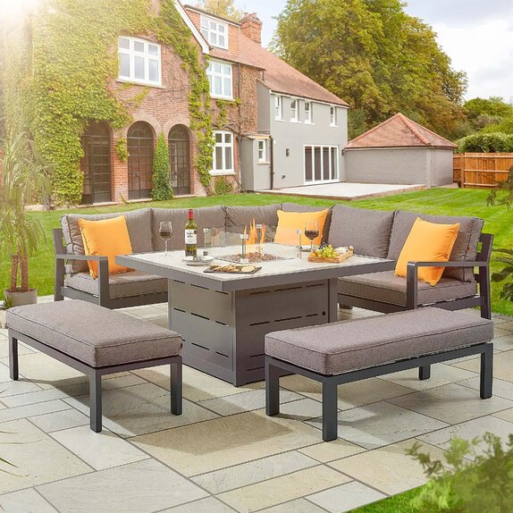 Tutbury Firepit Table with Corner Sofa and 2 Large Benches - image 1