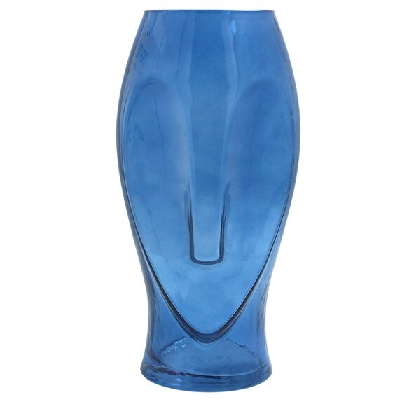 Vase Blue Face Glass 