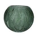 Vase Globe Green Glass Leaf Impression