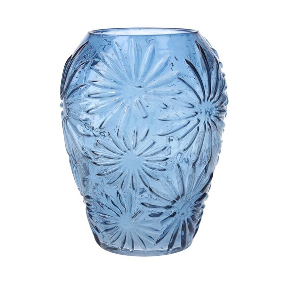 Vase Ogee Blue Glass Daisy Small