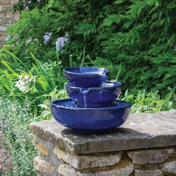 Water Feature Three Bowl Blue