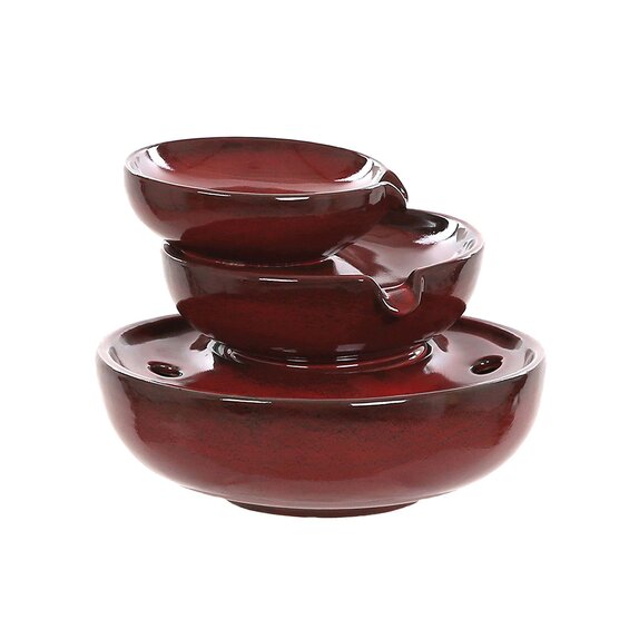 Water Feature Three Bowl Red