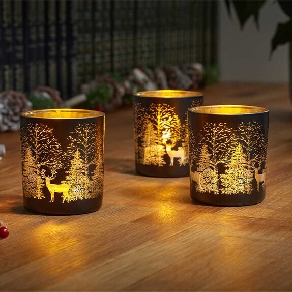 Wonderland T-Light Holders - 3-PK - Onyx
