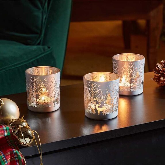 Wonderland T-Light Holders 3pk  Silver